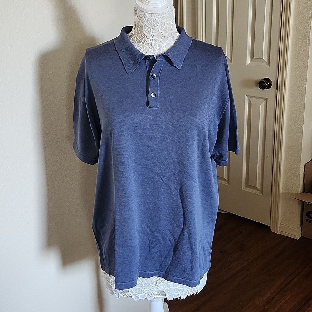 Banana Republic Silk Blend‎ Tropical Vibes Preppy Polo Shirt Size Large
